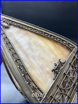 ANTIQUE CARAMEL SLAG GLASS LAMP Shade C 1900 NO CRACKS 11.5H ART NOUVEAU Parlor