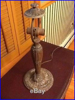 Antique Carmel Slag Glass Lamp Handel, Miller, Bradleyhubbard Era Lamp