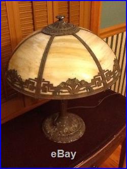 Antique Carmel Slag Glass Lamp Handel, Miller, Bradleyhubbard Era Lamp