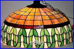 Antique Enormous Arts & Crafts Slag Glass Hanging Lamp. Tiffany, Handel Era