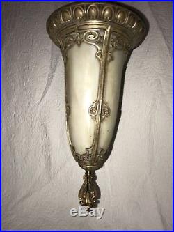 ANTIQUE LARGE VICTORIAN SLAG GLASS PORCH HALL PENDANT LIGHT HANGING LAMP Nice