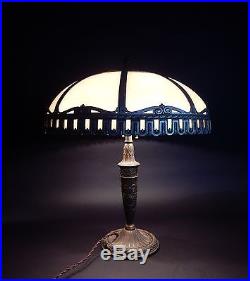 ANTIQUE Large Slag glass lamp 19 inches Professional rewire