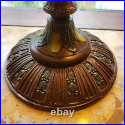 ANTIQUE MISSION ARTS CRAFTS SLAG STAINED GLASS TABLE LAMP VINTAGE 22.5 approx