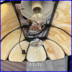 ANTIQUE Pool Table Light Caramel SLAG GLASS Hanging Lamp Fixture Billiard READ