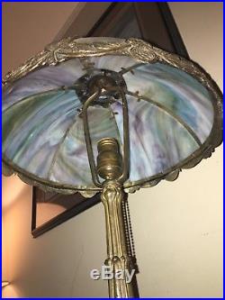 ANTIQUE SALEM BROTHERS LAMP ORNATE BRONZED METAL/Brass #9 extra glass slag