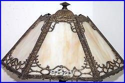 Antique Signed Bradley &hubbard 1907 Mission Slag Glass Lamp Tiffany/handel Era