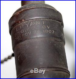 Antique Signed Bradley &hubbard 1907 Mission Slag Glass Lamp Tiffany/handel Era