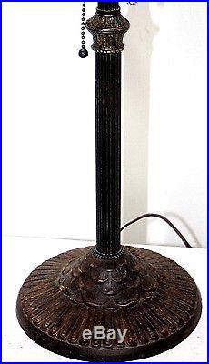 Antique Signed Rainaud Slag Glass Gilt Silhouette Table Lamp. Tiffany, Handel Era