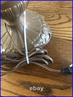 ANTIQUE SLAG GLASS PANEL LAMP SIGNED RAINAUD / Carmel