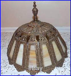 Antique Slag Glass/stained Glass Lamp Shade