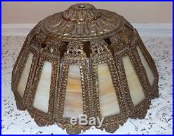 Antique Slag Glass/stained Glass Lamp Shade