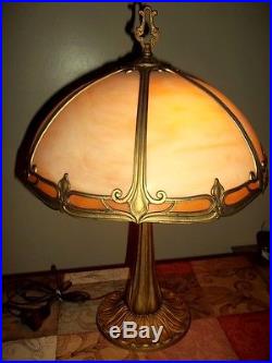Antique Slag Glass Table Lamp. B&h, Handel, Era. 1920's. Vintage Slag Glass Lite