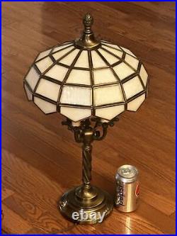 ANTIQUE SLAG Glass Tiffany Style Table Lamp French Candelabra Candle Lamp