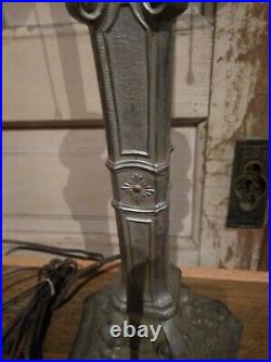 ANTIQUE VICTORIAN ART NOUVEAU ART DECO LAMP Spelter Base 27 tall for slag glass