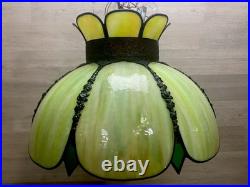 ANTIQUE VICTORIAN GREEN SLAG GLASS SWAG LIGHT CHANDELIER LAMP ARTS/Crafts Style