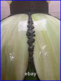 ANTIQUE VICTORIAN GREEN SLAG GLASS SWAG LIGHT CHANDELIER LAMP ARTS/Crafts Style