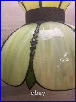 ANTIQUE VICTORIAN GREEN SLAG GLASS SWAG LIGHT CHANDELIER LAMP ARTS/Crafts Style