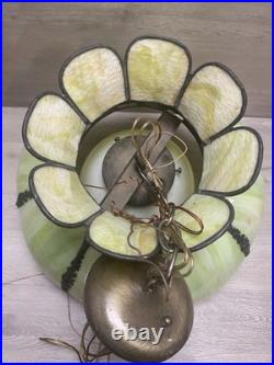 ANTIQUE VICTORIAN GREEN SLAG GLASS SWAG LIGHT CHANDELIER LAMP ARTS/Crafts Style