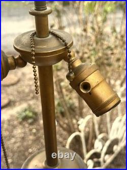 ARMOR BRONZE Art Nouveau Victorian Lamp Base 4 Slag Tiffany Style Glass Shade GC