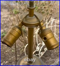 ARMOR BRONZE Art Nouveau Victorian Lamp Base 4 Slag Tiffany Style Glass Shade GC