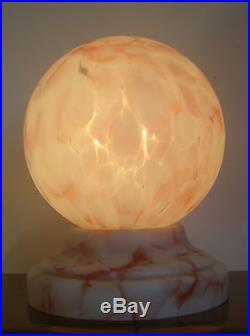 ART DECO BELGIAN TABLE LAMP by SCAILMONT SPHERE GLOBE SLAG GLASS -MUSHROOM style