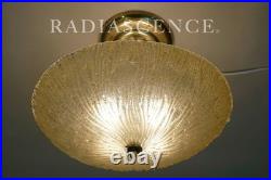 ART DECO THICK SLAG GLASS LALIQUE STYLE SAUCER LIGHT HANGING CEILING LAMP 1930s