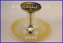 ART DECO THICK SLAG GLASS LALIQUE STYLE SAUCER LIGHT HANGING CEILING LAMP 1930s