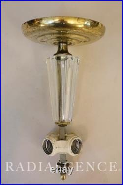 ART DECO THICK SLAG GLASS LALIQUE STYLE SAUCER LIGHT HANGING CEILING LAMP 1930s