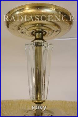 ART DECO THICK SLAG GLASS LALIQUE STYLE SAUCER LIGHT HANGING CEILING LAMP 1930s