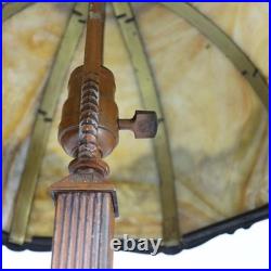 ARts & Crafts Bradley & Hubbard Style 8-Panel Slag Glass Table Lamp c1920