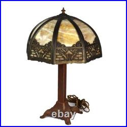 ARts & Crafts Bradley & Hubbard Style 8-Panel Slag Glass Table Lamp c1920 ARts & Crafts Bradley & Hubbard Style 8-Panel Slag Glass Table Lamp c1920