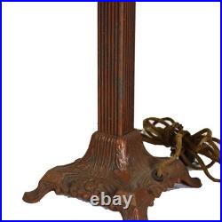 ARts & Crafts Bradley & Hubbard Style 8-Panel Slag Glass Table Lamp c1920