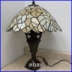 ATQ Art Nouveau Hand Made Mosaic Stained Slag Glass 23 Table Lamp Double Socket