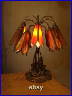 AWASOME Vintage 60s Tiffany Style Slag glass LAMP
