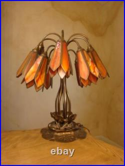 AWASOME Vintage 60s Tiffany Style Slag glass LAMP
