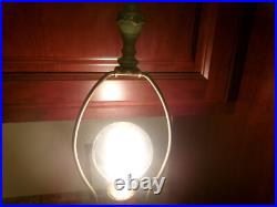 Akro Agate Slag Glass & Chrome Table Lamp 3 Way Switch Shade Holder W. Finial