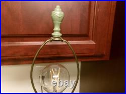 Akro Agate Slag Glass & Chrome Table Lamp 3 Way Switch Shade Holder W. Finial