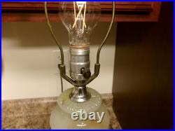 Akro Agate Slag Glass & Chrome Table Lamp 3 Way Switch Shade Holder W. Finial Akro Agate Slag Glass & Chrome Table Lamp 3 Way Switch Shade Holder W. Finial