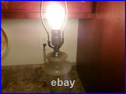 Akro Agate Slag Glass & Chrome Table Lamp 3 Way Switch Shade Holder W. Finial