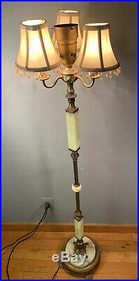 Akro Agate Slag Glass Claw Foot Floor Lamp Vintage Art Decco Antique Light