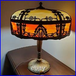 Amazing Antique Royal Art Glass Co. Art Nouveau Arts & Crafts Slag Glass Lamp