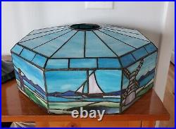 Amazing Sea Themed JA Whaley Leaded Slag Glass Lamp Handel Duffner Tiffany Era