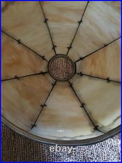 Amber Carmel Color Slag Bent Glass 8 Panel Dome Shape Lamp Shade ONLY -18 inches