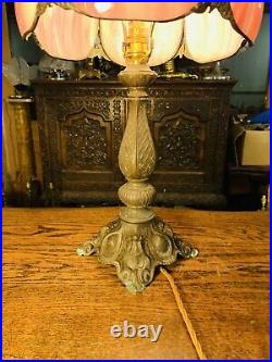 American Art Deco Slag Glass Antique Table Lamp