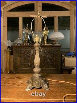 American Art Deco Slag Glass Antique Table Lamp