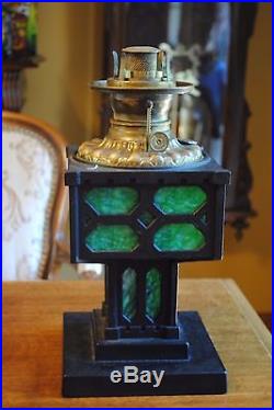American Rustic Arts&Crafts, B&H, Miller, Handel Era Slag Glass Oil/Kerosene Lamp