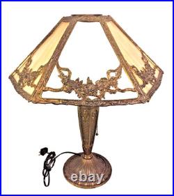 Ant Edwardian Slag Glass Lamp Works! From Estate of Descendant of General Seward