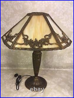 Ant Edwardian Slag Glass Lamp Works! From Estate of Descendant of General Seward