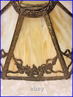 Ant Edwardian Slag Glass Lamp Works! From Estate of Descendant of General Seward