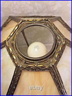 Ant Edwardian Slag Glass Lamp Works! From Estate of Descendant of General Seward